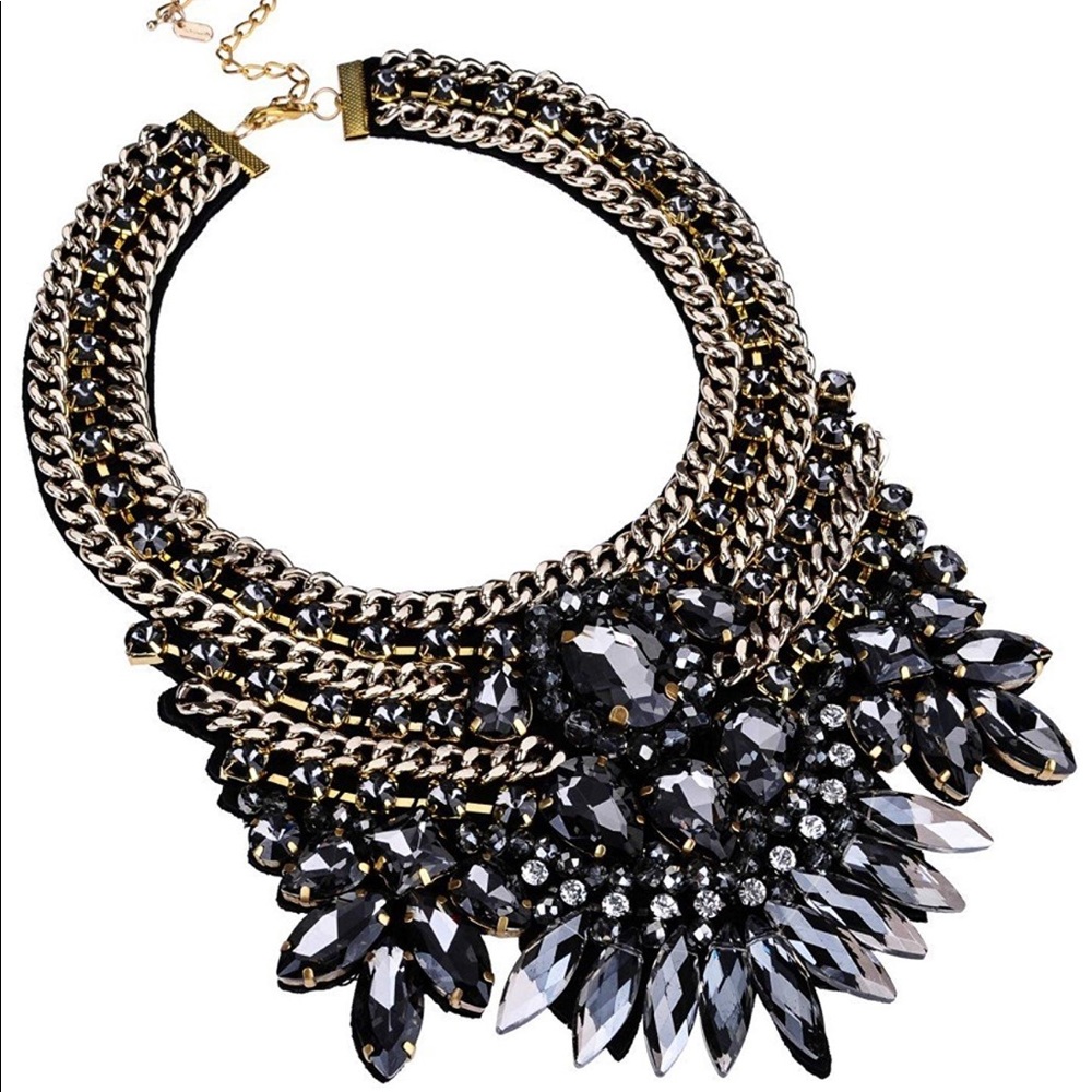 Crystal Rhinestone Collar Statement Necklace - image 2